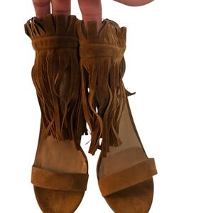 Breckelles Tan Fringe Sandals